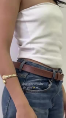 Bracelete Gota e Anel Duplo Gota Pulseira Maximalista folheado a ouro/prata/meio a meio