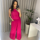 Conjunto Alfaiataria Social Feminino Calça e Blusa Em Linho