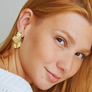 Brincos Femininos Pétala Flor Folheado Brinco Meia Petala Folha Acessórios Femininos