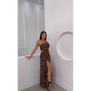 vestido longo mula manga pra festa com zipper tecido duna, com bojo