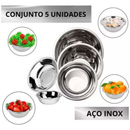 Kit 5 Saladeira Tigela Bowl Inox Vasilha Bacia