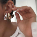 Conjunto Brincos, Bracelete e Anel Gota Médio Dourado ou Prata Bijuterias femininas