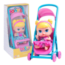 Boneca Loira  Baby Collection Passeio Com Mini Carrinho Super Toys