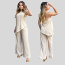 Conjunto  Crepe Pantalona Ombro Só Alfaitaria