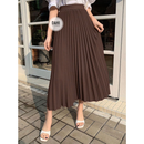 Saia feminina midi plissada lisa longuete cintura alta ,elegante e casual