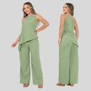 Conjunto  Crepe Pantalona Ombro Só Alfaitaria