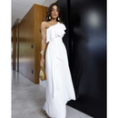 Vestido Longo Feminino Soltinho Nula Manga de Festa Elegante Babado Mula Manca