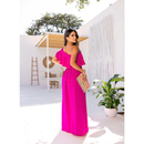 Vestido Longo Feminino Soltinho Nula Manga de Festa Elegante Babado Mula Manca