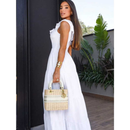 Vestido Longo Feminino Soltinho Nula Manga de Festa Elegante Babado Mula Manca