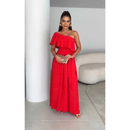 Vestido Longo Feminino Soltinho Nula Manga de Festa Elegante Babado Mula Manca