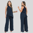 Conjunto  Crepe Pantalona Ombro Só Alfaitaria