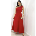 Vestido Midi Um Ombro Só com Laço – Elegante e Soltinho