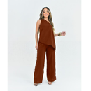 Conjunto  Crepe Pantalona Ombro Só Alfaitaria
