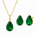 Conjunto de colar e brinco gota folheado várias cores