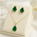 Conjunto de colar e brinco gota folheado várias cores