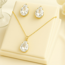 Conjunto de colar e brinco gota folheado várias cores