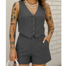 Conjunto Feminino Social em Alfaiataria – Colete e Shorts, Elegante para Trabalho ou Passeio