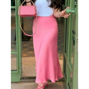 Saia Midi Cetim Longa Elegante Feminina Luxo , Cintura Alta Moda 2025