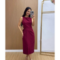 Vestido Feminino Midi de Alfaiataria com Amarração Lateral – Elegante e Sofisticado