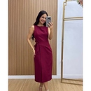 Vestido Feminino Midi de Alfaiataria com Amarração Lateral – Elegante e Sofisticado