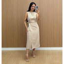 Vestido Feminino Midi de Alfaiataria com Amarração Lateral – Elegante e Sofisticado