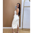 Vestido Feminino Alfaiataria Midi com Amarração Lateral Elegante | PMG