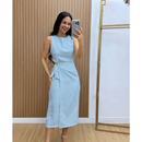 Vestido Feminino Midi de Alfaiataria com Amarração Lateral – Elegante e Sofisticado