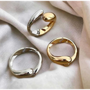 Bracelete Gota e Anel Duplo Gota Pulseira Maximalista folheado a ouro/prata/meio a meio