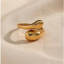 Bracelete Gota e Anel Duplo Gota Pulseira Maximalista folheado a ouro/prata/meio a meio