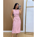 Vestido Feminino Midi de Alfaiataria com Amarração Lateral – Elegante e Sofisticado