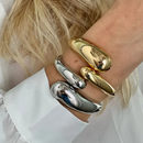 Bracelete Gota e Anel Duplo Gota Pulseira Maximalista folheado a ouro/prata/meio a meio