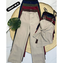 YAN FASHION Conjunto Feminino Elegante Alfaiataria Pantalona Blusa Nó Frente Sofisticado