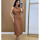 Vestido Feminino Midi de Alfaiataria com Amarração Lateral – Elegante e Sofisticado