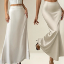 Saia Midi Cetim Longa Elegante Feminina Luxo , Cintura Alta Moda 2025