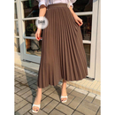 Saia feminina midi plissada lisa longuete cintura alta moda evangélica modesta elegante e casual