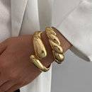 Bracelete Gota e Anel Duplo Gota Pulseira Maximalista folheado a ouro/prata/meio a meio