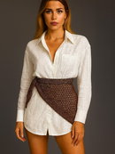 Lenço Bandana Tricot Ponto Crochê Tendência Verão Estiloso Elegante