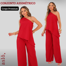 Conjunto Nula Manga Caimento Assimétrico Crepe Pantalona Ombro Só Alfaitaria Natal