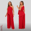 Conjunto Nula Manga Caimento Assimétrico Crepe Pantalona Ombro Só Alfaitaria Natal