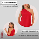 Conjunto Nula Manga Caimento Assimétrico Crepe Pantalona Ombro Só Alfaitaria Natal