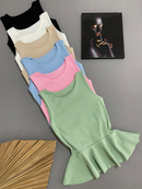 Blusa Bata Regata Feminina Peplum Tendência Casual Elegante Verao Canelado Dia D ia