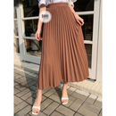 Saia feminina midi plissada lisa longuete cintura alta moda evangélica modesta elegante e casual
