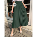 Saia feminina midi plissada lisa longuete cintura alta moda evangélica modesta elegante e casual