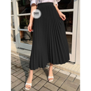 Saia feminina midi plissada lisa longuete cintura alta ,elegante e casual