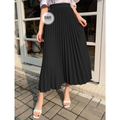 Saia feminina midi plissada lisa longuete cintura alta ,elegante e casual