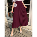 Saia feminina midi plissada lisa longuete cintura alta ,elegante e casual