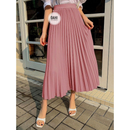 Saia feminina midi plissada lisa longuete cintura alta ,elegante e casual