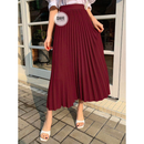 Saia feminina midi plissada lisa longuete cintura alta ,elegante e casual