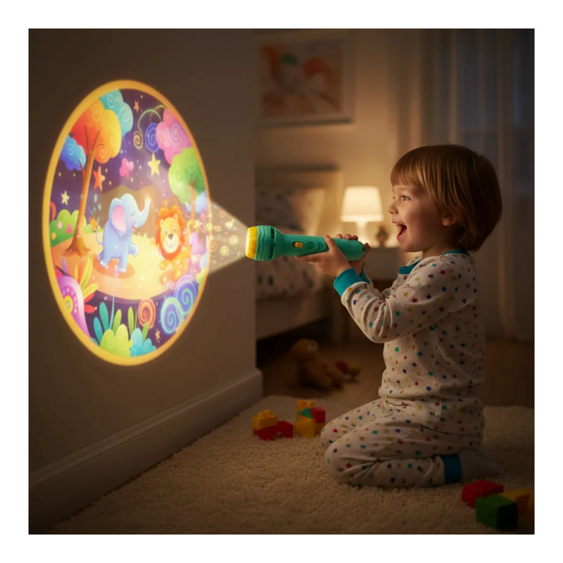 Projetor Infantil 24 Imagens Criativas 2 em 1 Brinquedo Presente Dia das Crianças Natal Lanterna