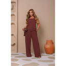 Conjunto Feminino Elegante – Pantalona + Blusa Assimétrica em Crepe